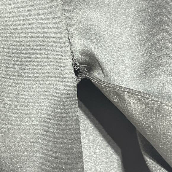 Kay Unger Sheath Dress 4 Black Satin V Neck Shawl Collar Ruched Cocktail Formal - Picture 7 of 14